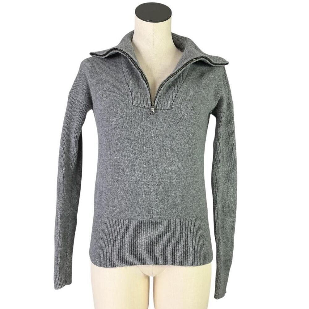 Brooks Brothers Zip Sweater Women S Gray Wool Cashmere Funnel Neck Pullover - Picture 3 of 6
